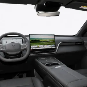 Vehicle interior display screen with advanced infotainment system