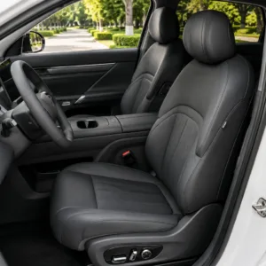 Premium vehicle interior with leather seats and modern cabin design