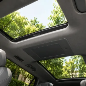 Panoramic sunroof interior view of a premium vehicle