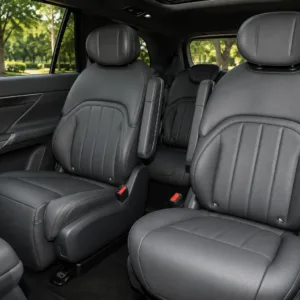 Premium vehicle rear seats with spacious interior comfort