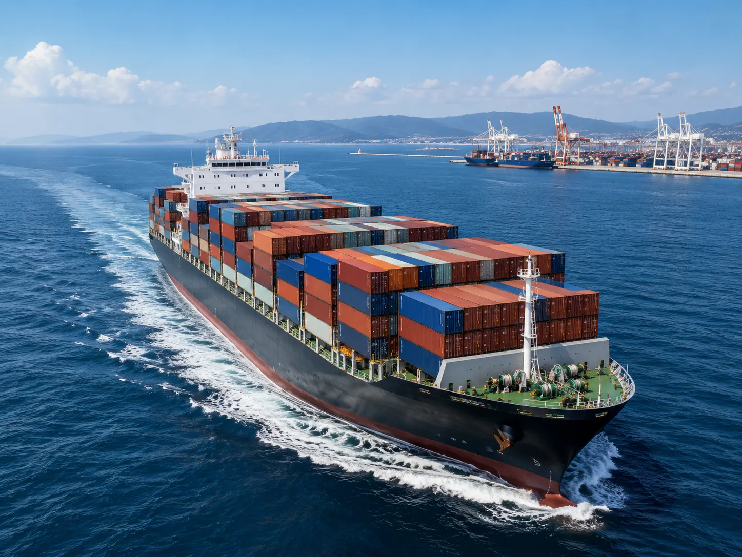International automotive shipping containers and port logistics